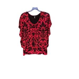 Style & Co Red and Black Lined Pullover Top Size Women 3X